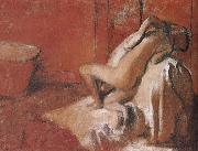 Edgar Degas Lady toweling off her body after bath oil on canvas